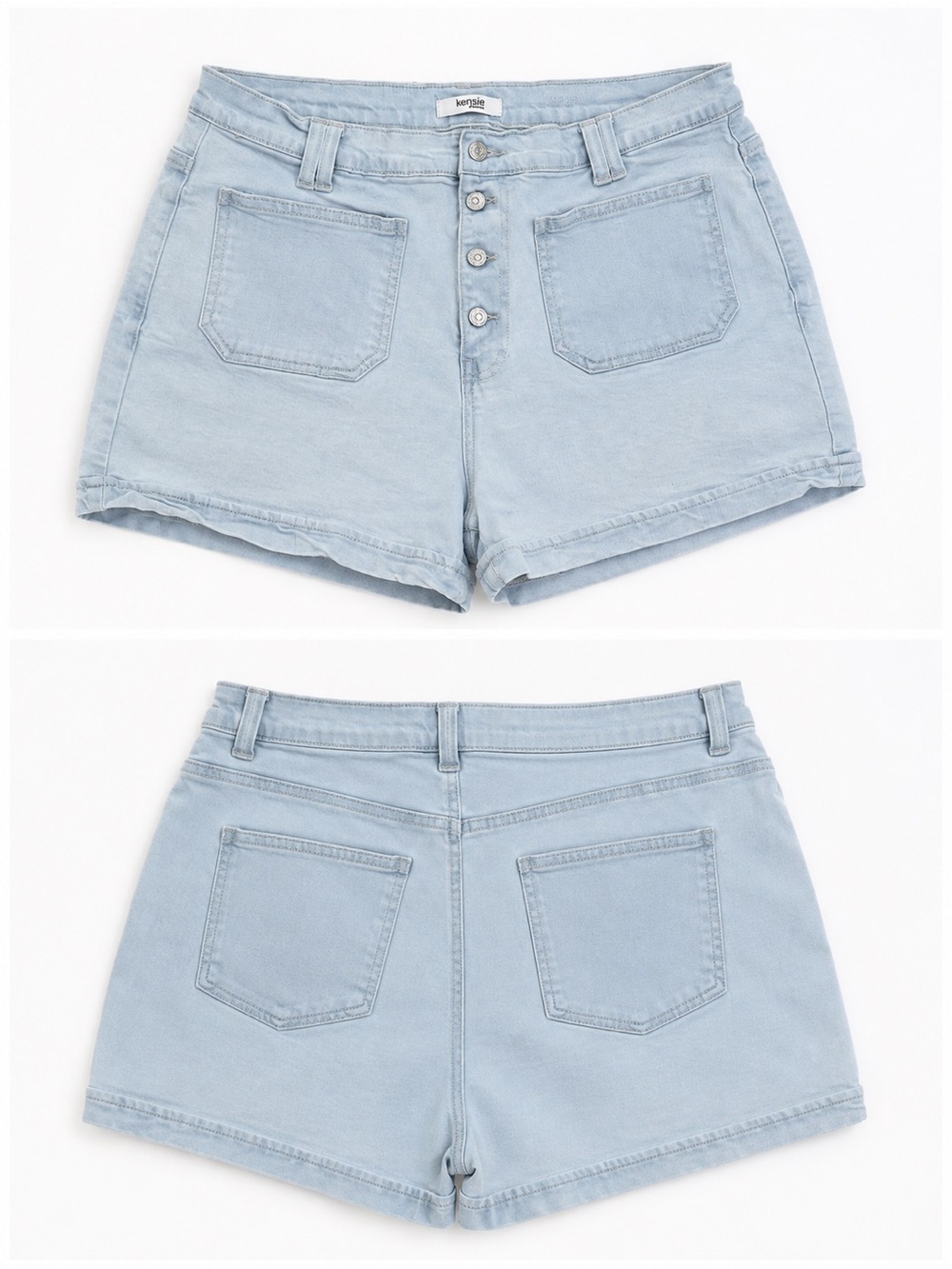 Kensie Girl Light Wash Button-Front Denim Shorts